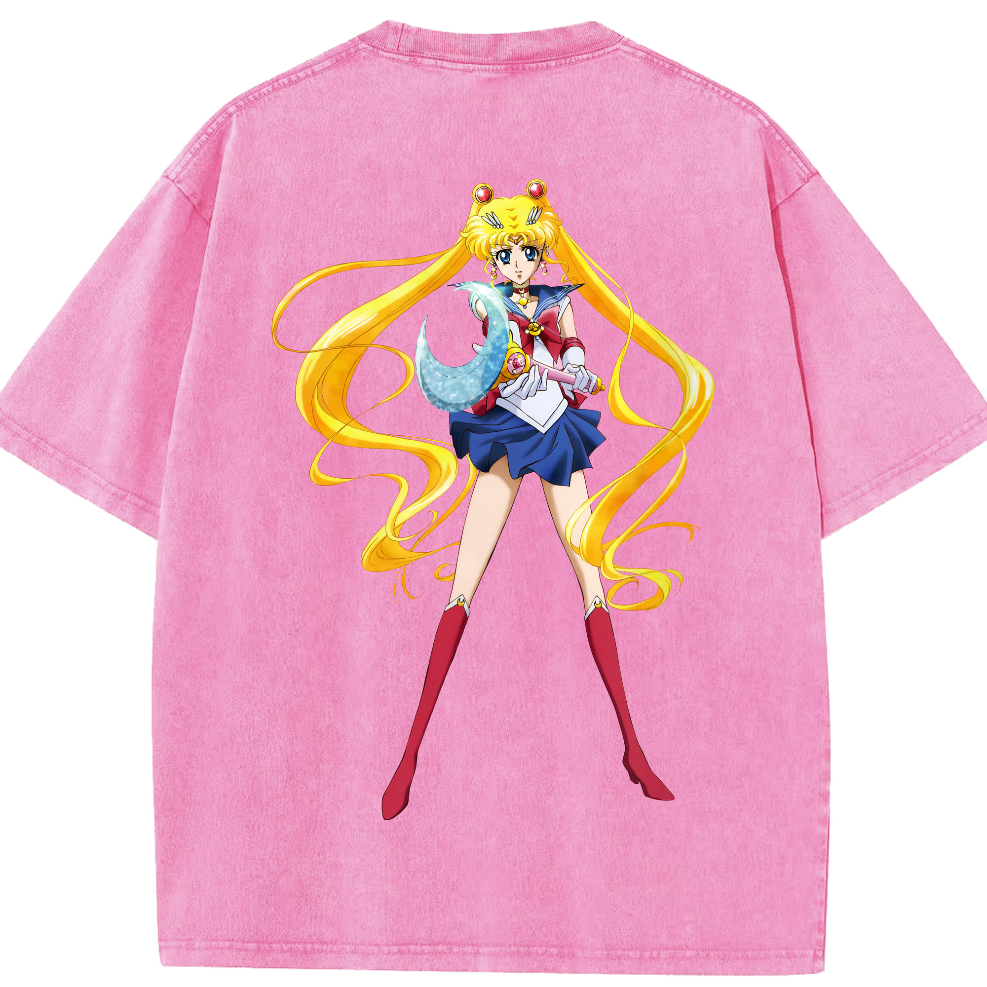 （画像用） 美少女戦士セーラームーン 月野 うさぎ つきの うさぎ Sailor Moon Tsukino Usagi 綿100% ヴィンテージ風 半袖Tシャツ（背面プリント）